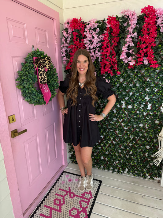 Button Smocked Mini Dress