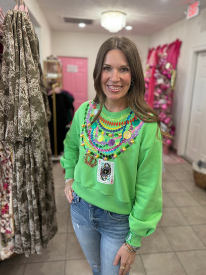 Queen Of Sparkles Mardi Gras Beads Sweatshirt