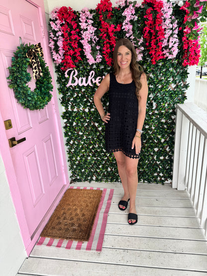 Black Crochet Tank Dress