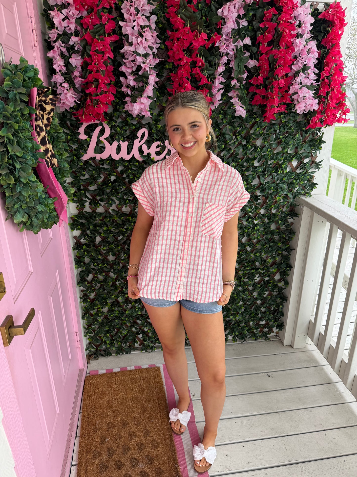 Grapefruit Stripe Top
