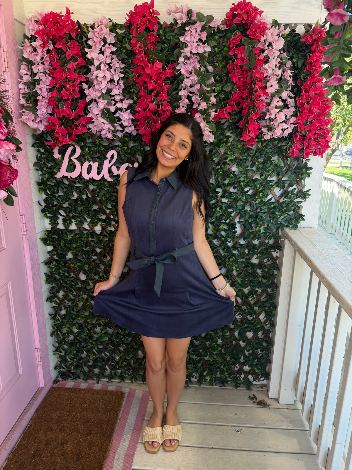 Navy Nights Belted Dress