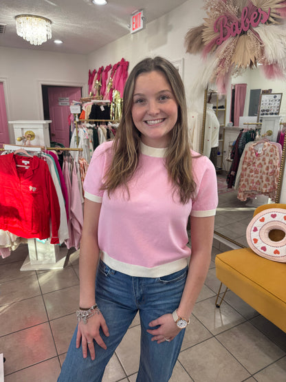 Bubblegum Short Sleeve Sweater Top
