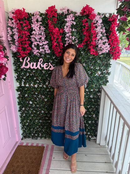 Floral Smocked Zip Front Dress