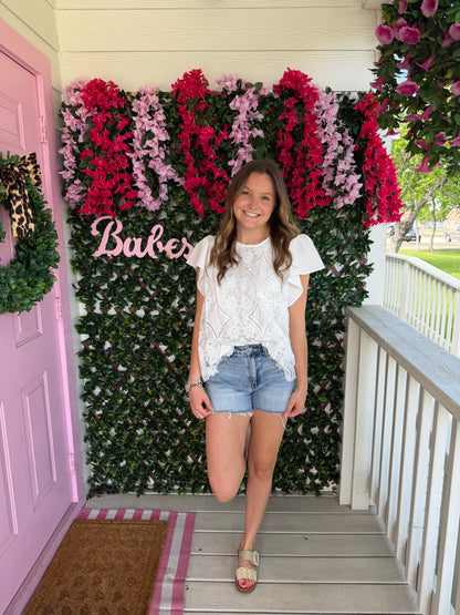 White Lace Flutter Top