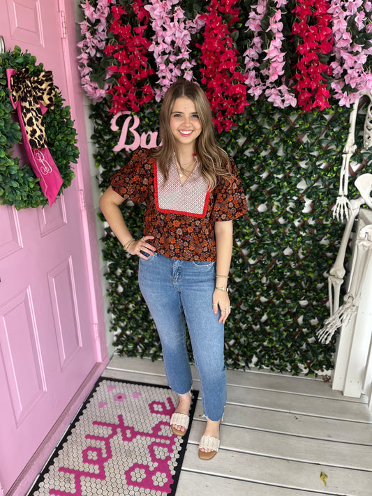 Rust Florals Top