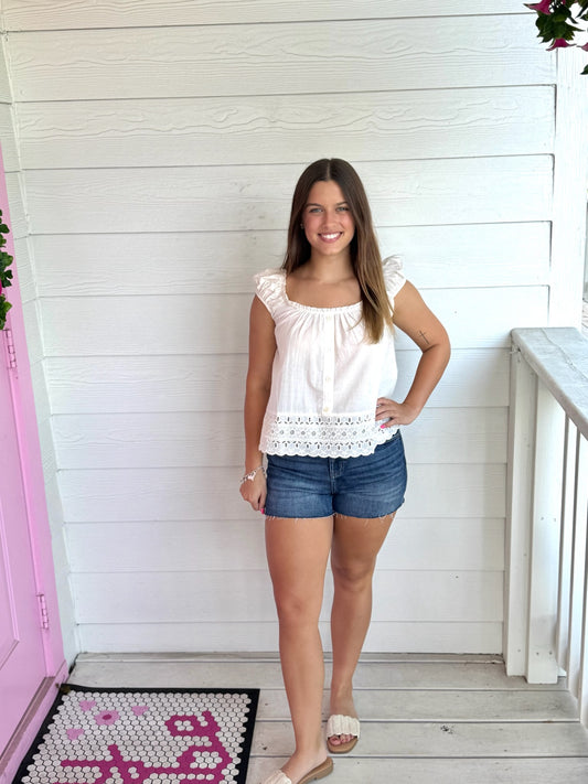 Eyelet Lace Trim Top