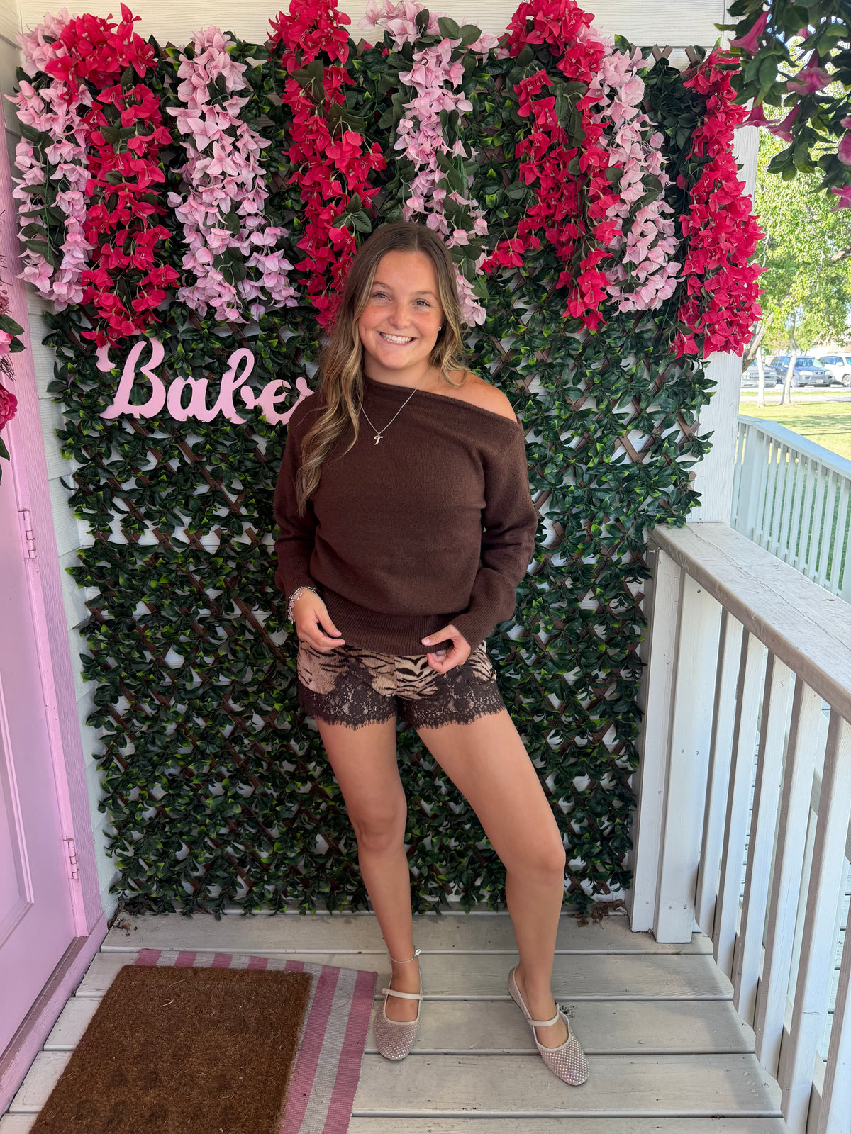 Taupe Animal Lace Shorts
