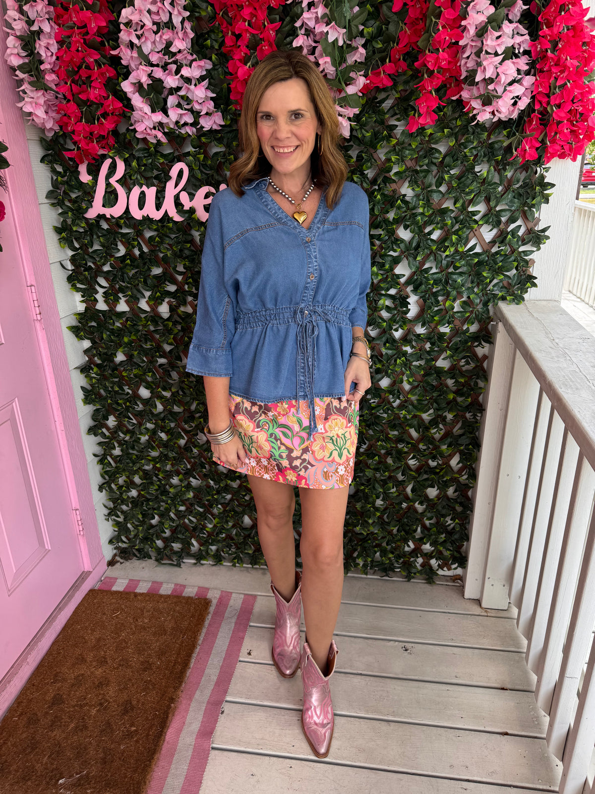 Denim Cinch Waist Top