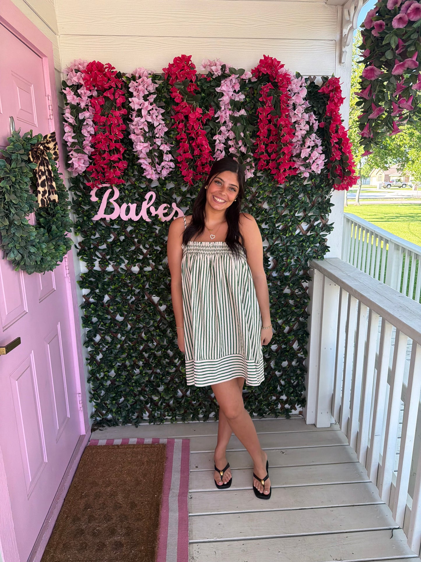 Green Stripes Mini Dress