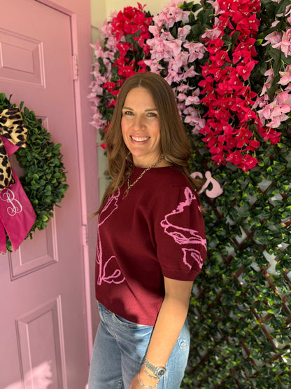 Floral Motif Sweater Top