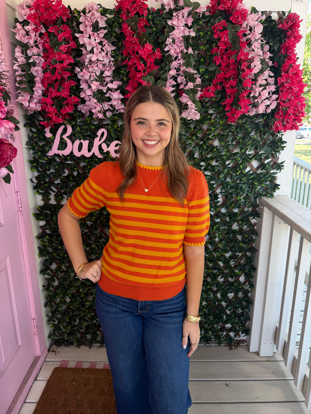 Saffron Stripe Knit Pullover