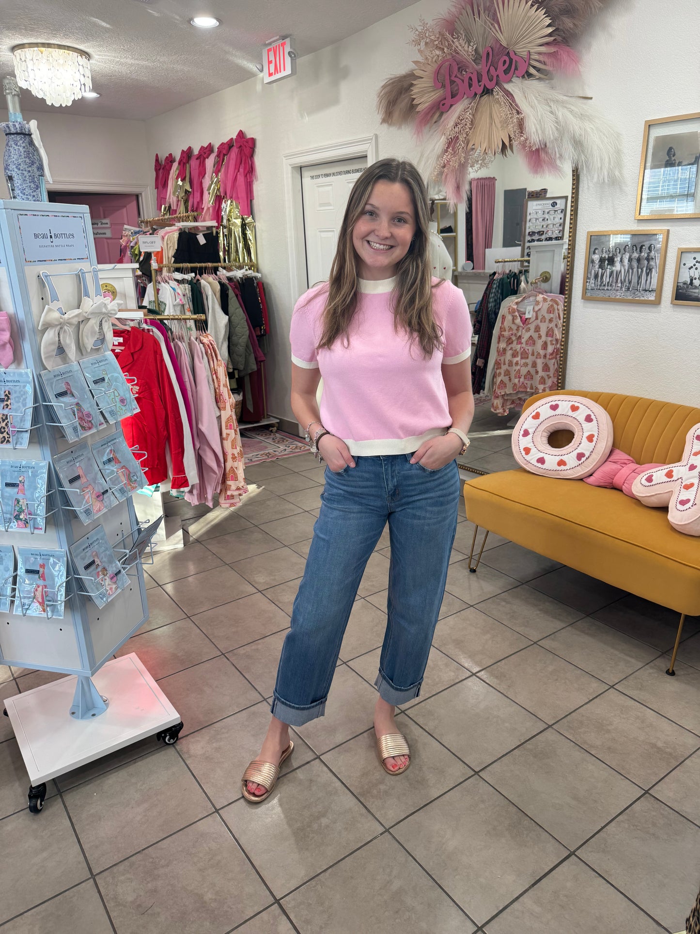 Bubblegum Short Sleeve Sweater Top