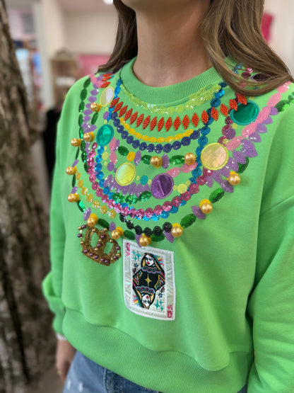 Queen Of Sparkles Mardi Gras Beads Sweatshirt
