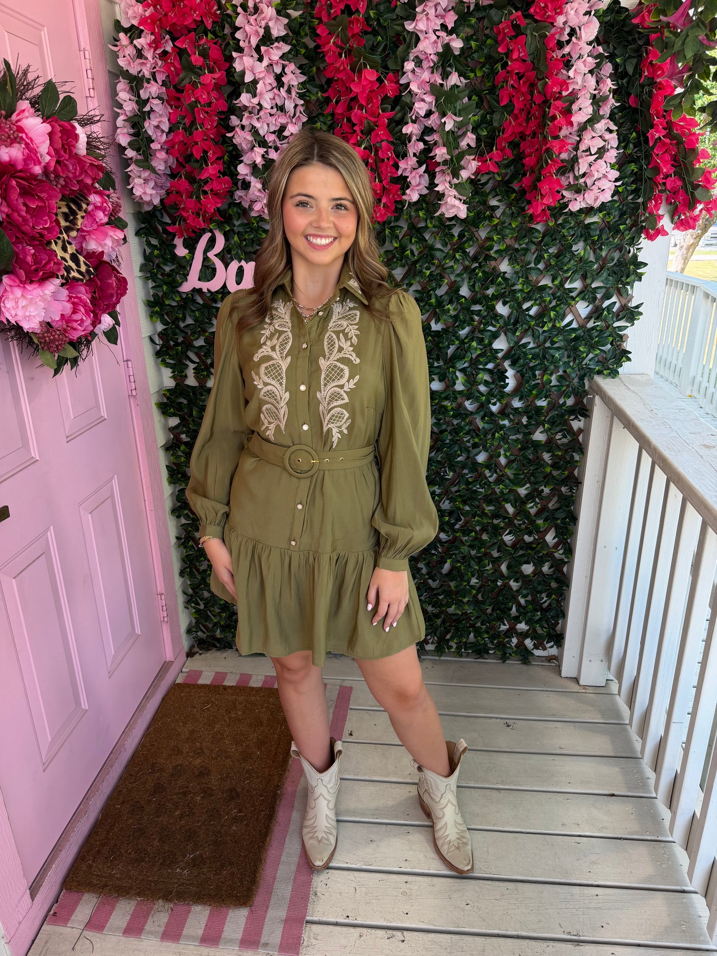 Olive Muse Belted Dress
