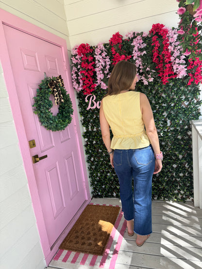 Yellow Striped Tie Top