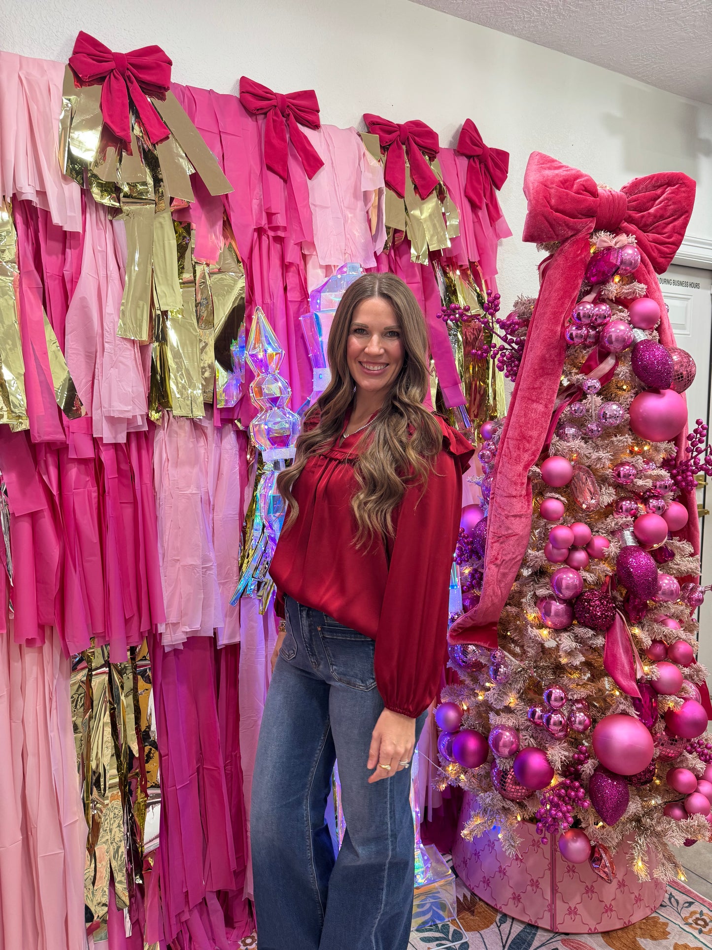 Satin Rouge Ruffle Top