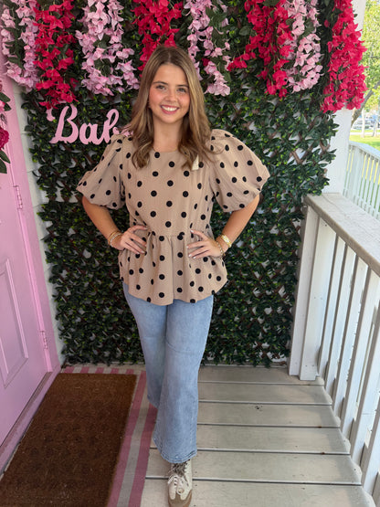 Polka Dot Peplum Top