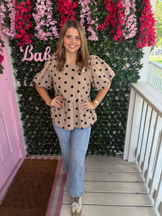 Polka Dot Peplum Top