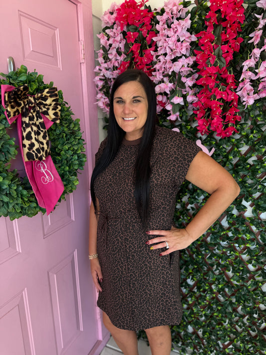 Fleece Line Leopard Dress