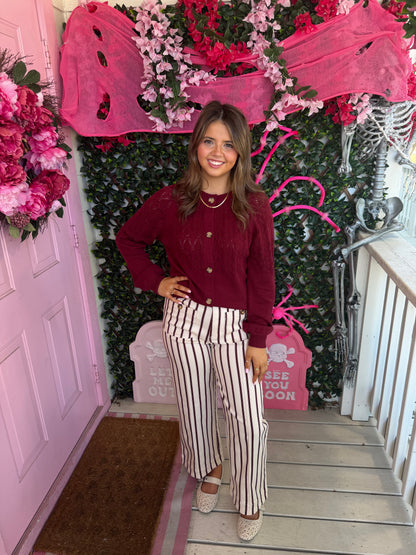 Red Brick Stripe Cropped Trouser