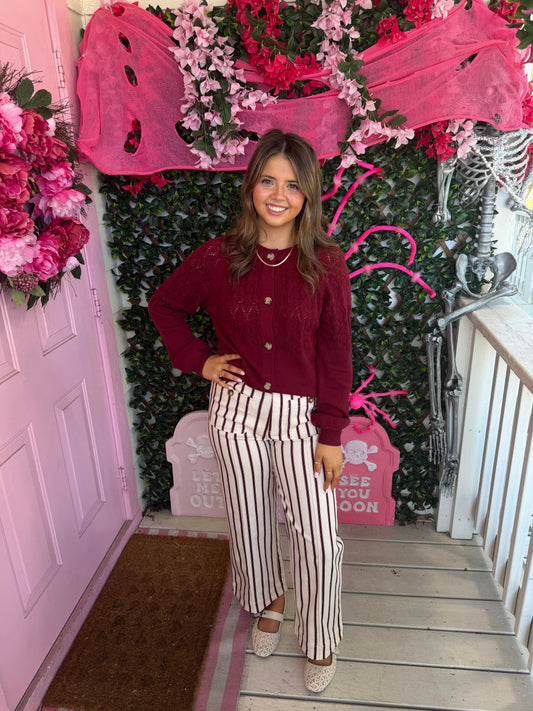 Red Brick Stripe Cropped Trouser