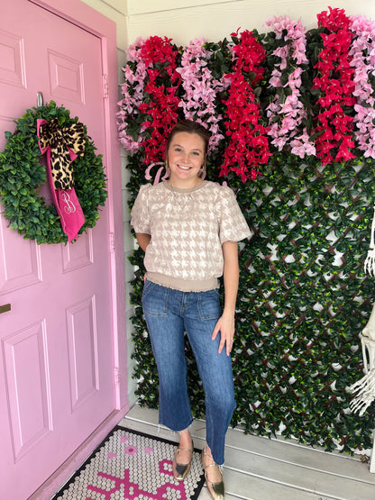 Large Houndstooth Velvet Top