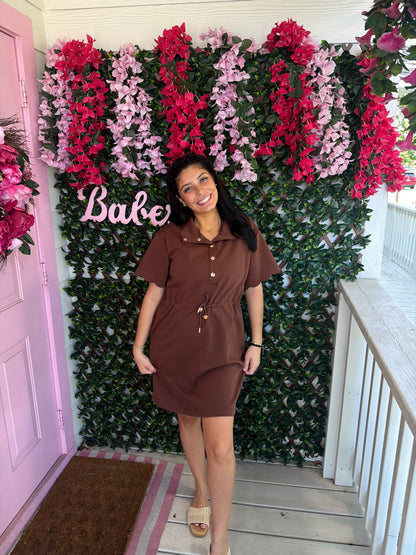 Brown Scuba Scallops Dress