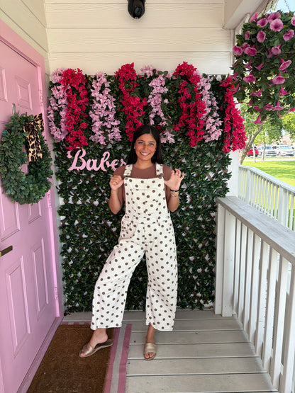 Oatmeal Polka Dot Overalls