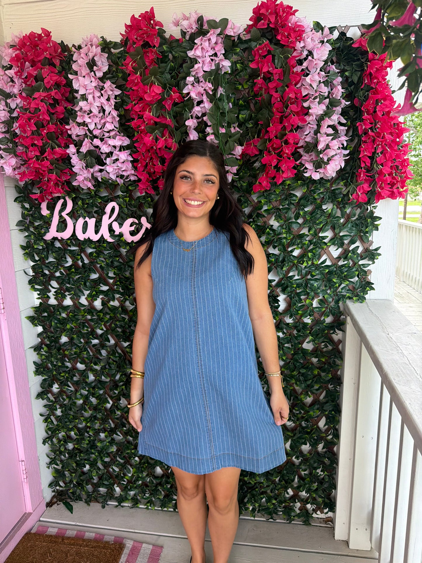 Striped Denim Shift Dress