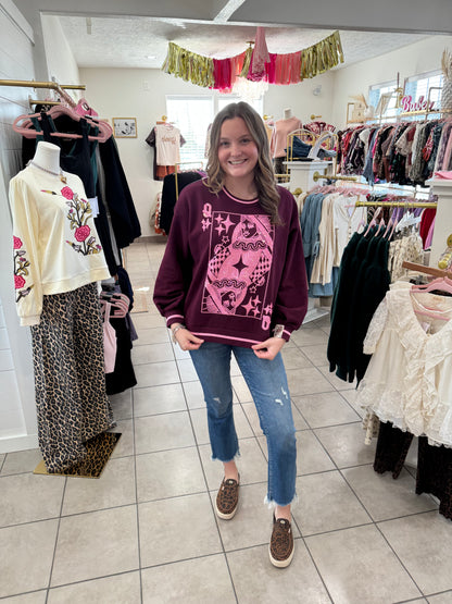 Queen Of Sparkles Maroon & Pink Logo Sweatshirt