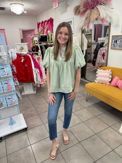 Sage Striped Top