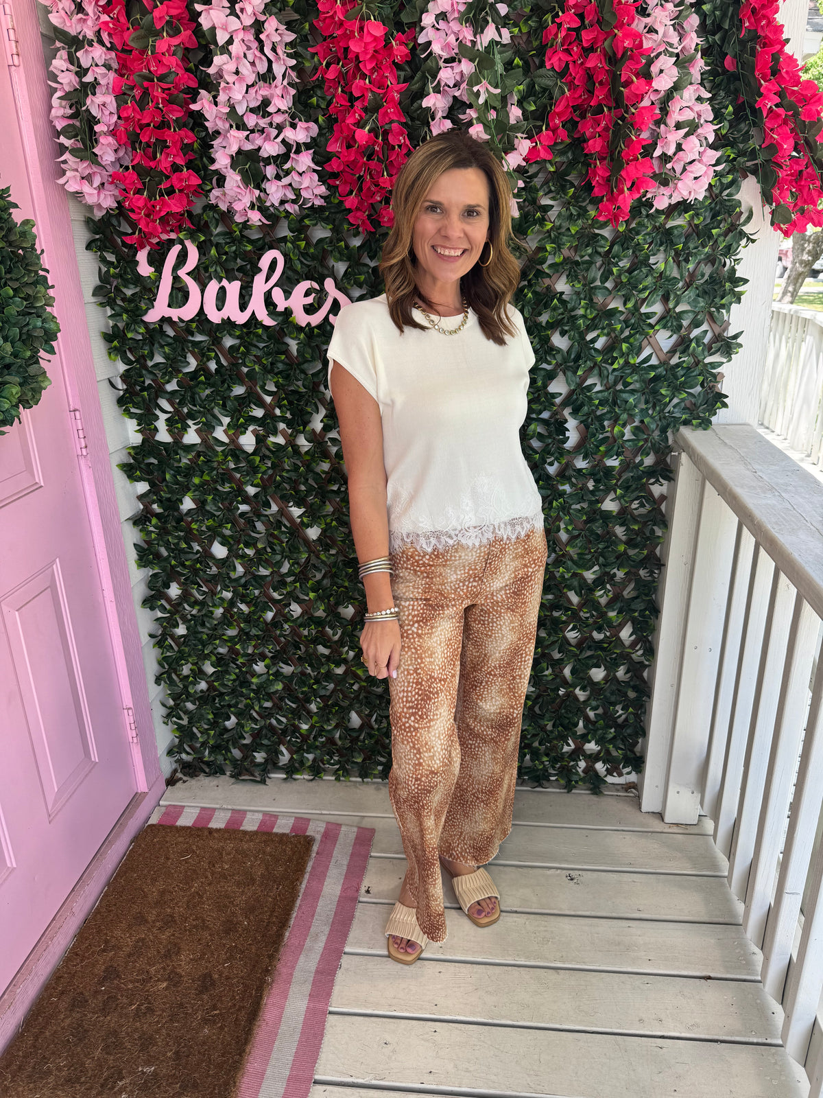 Fawn Print Denim Pants