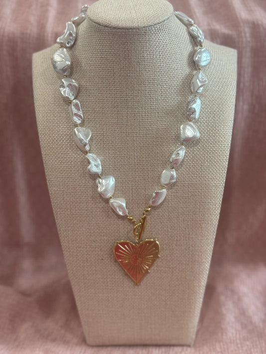 Chansuttpearls Chunky Pearl Heart Necklace
