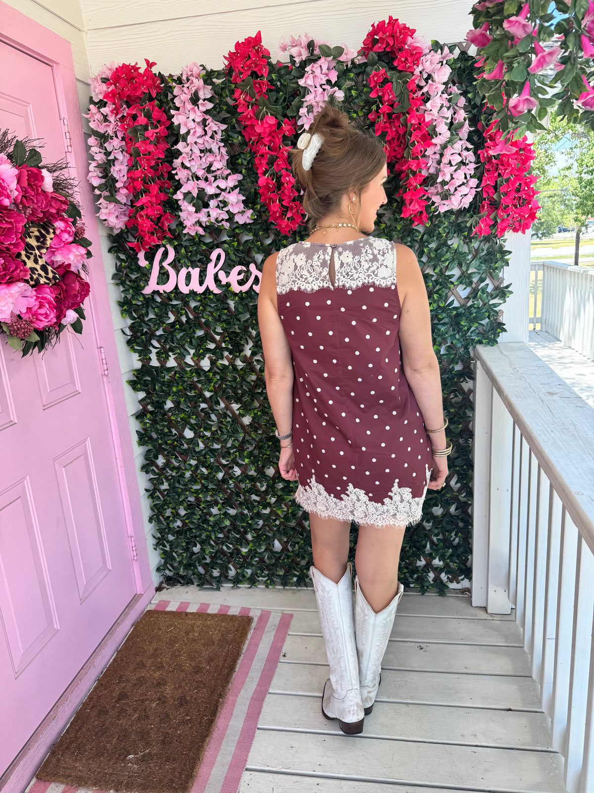 Wine Me Up Polka Dot & Lace Dress