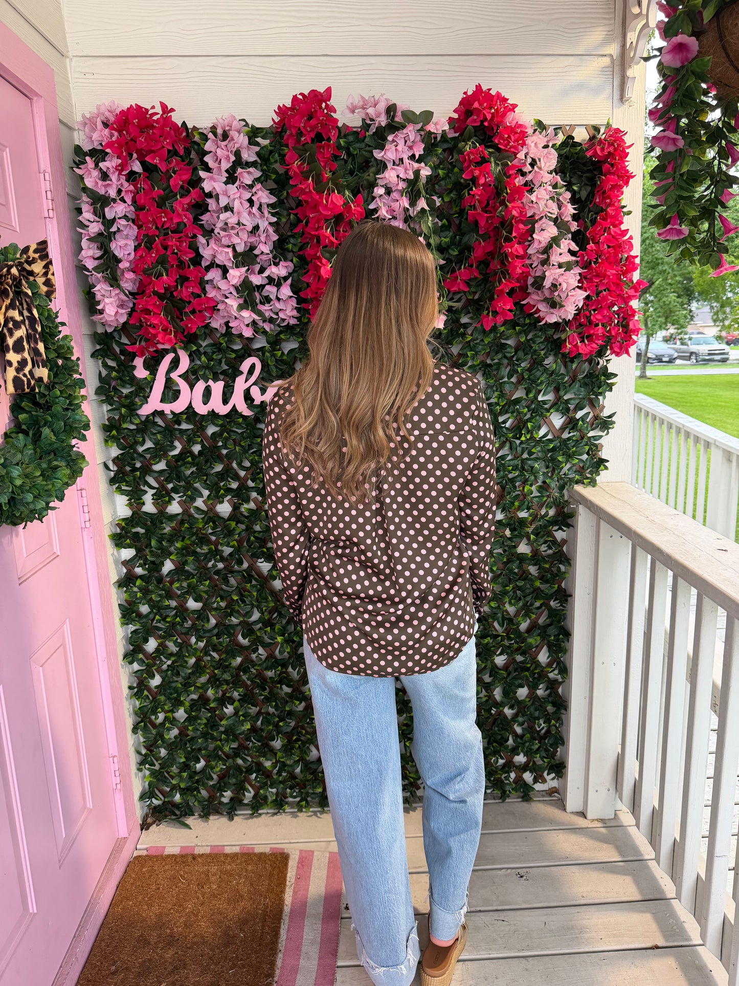 Polka Dot Satin Button Down
