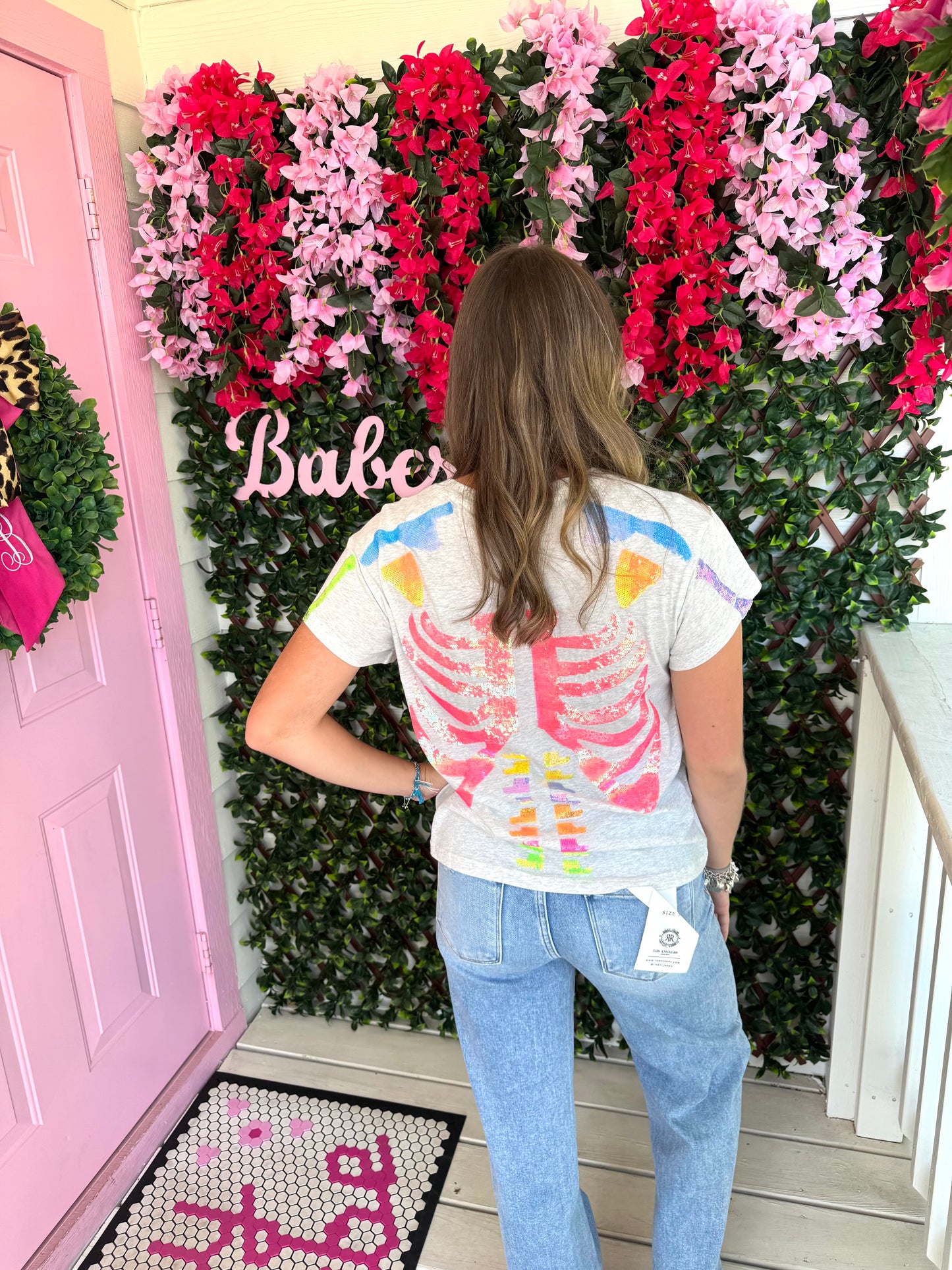 Queen of Sparkles Grey Multi Skelton Tee