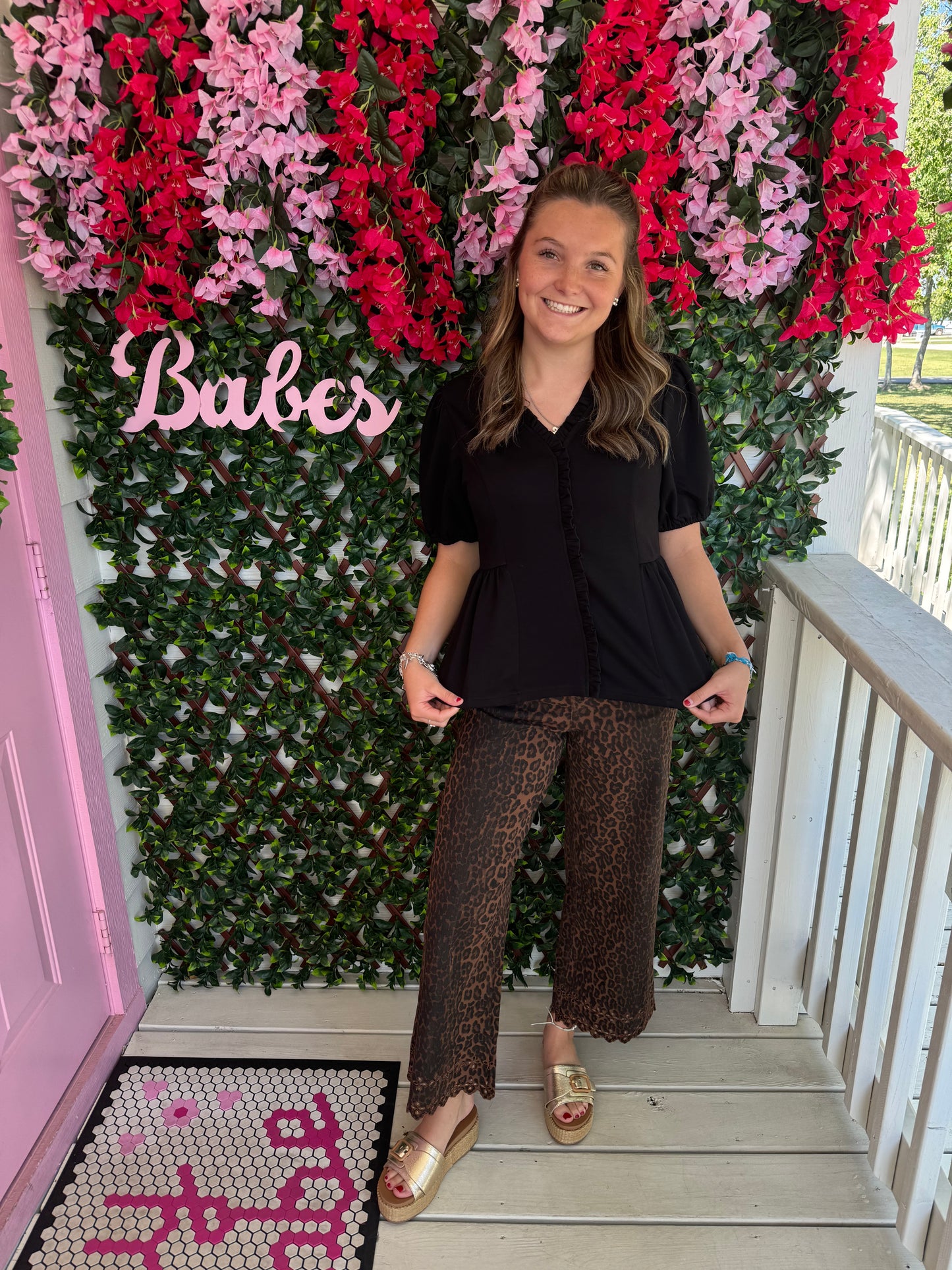 Ruffle Neck Peplum Top
