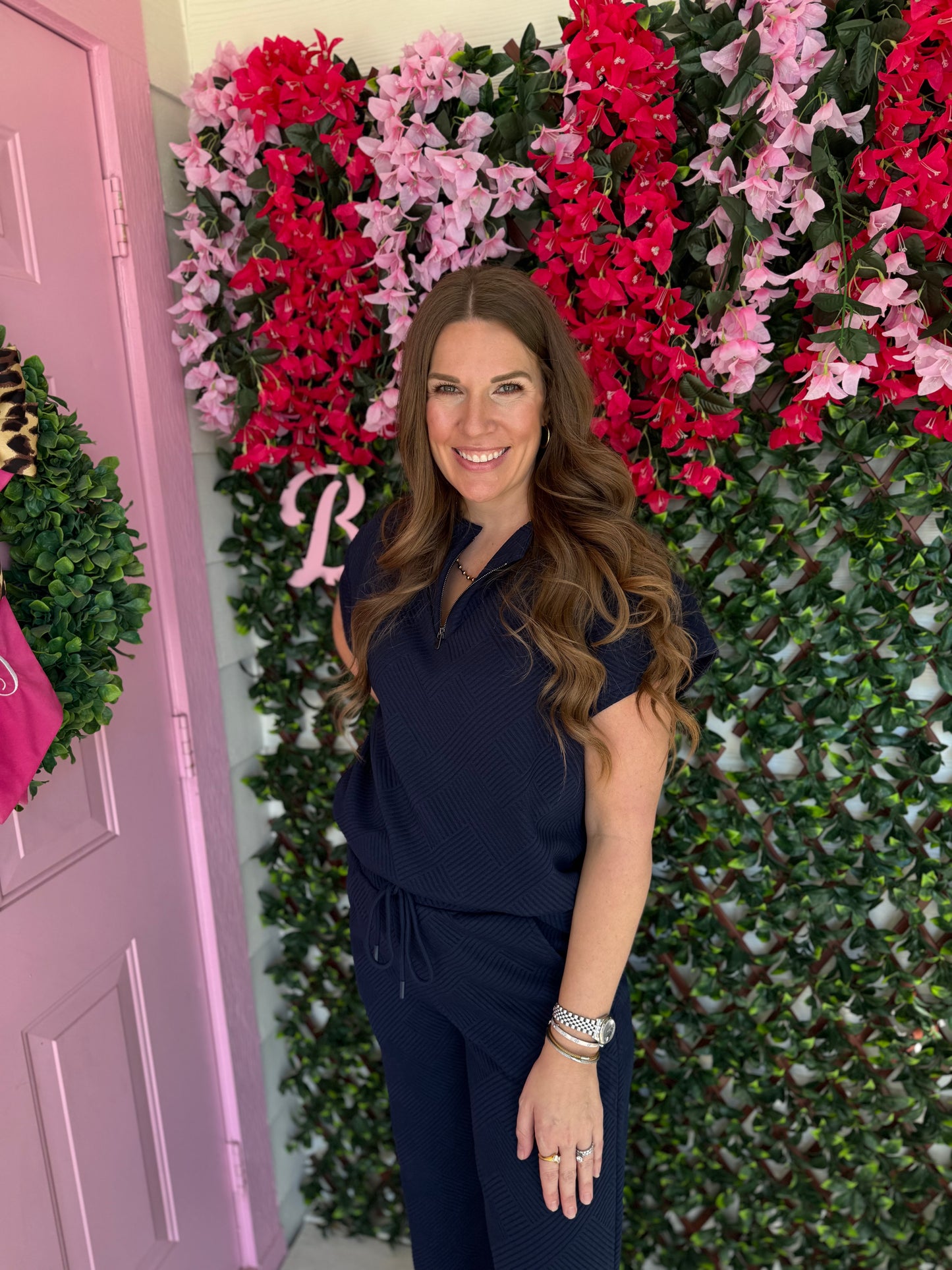 Textured Half Zip Set