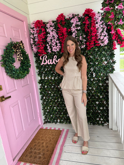 Put It In Neutral Gingham Top
