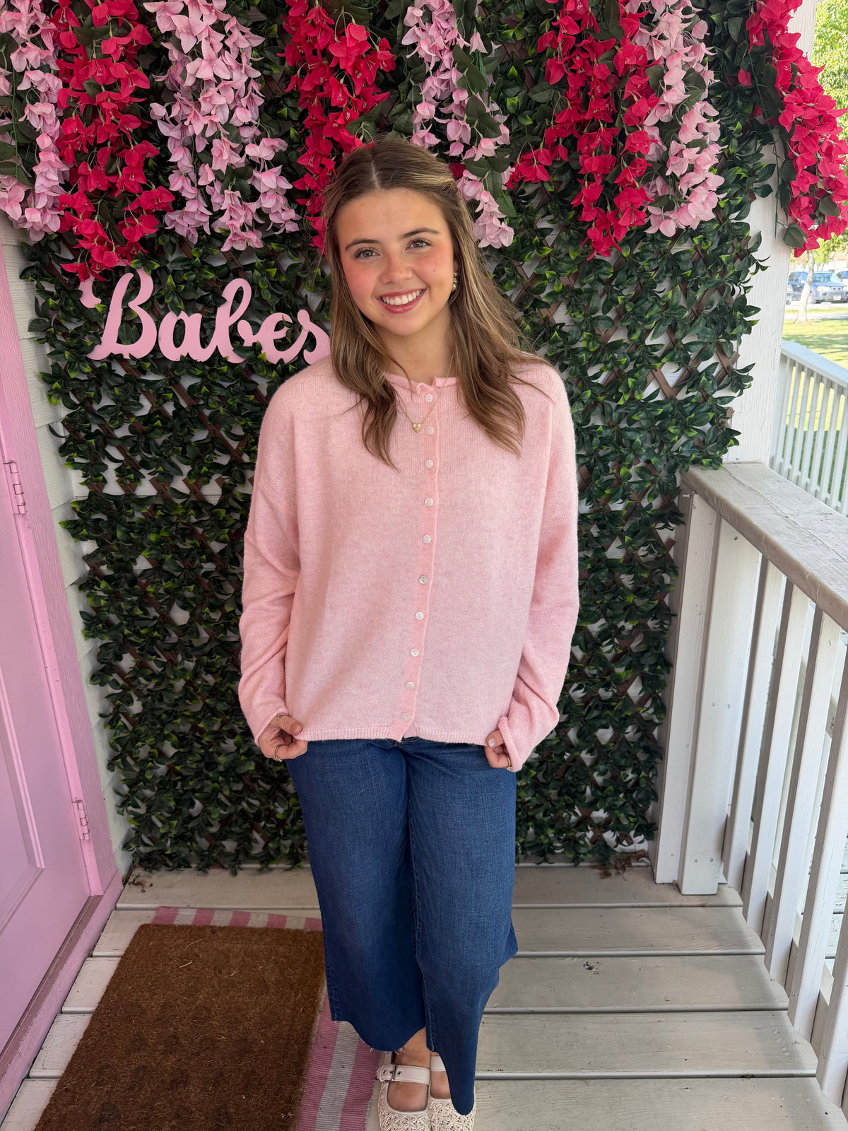 Powder Pink Fuzzy Cardigan