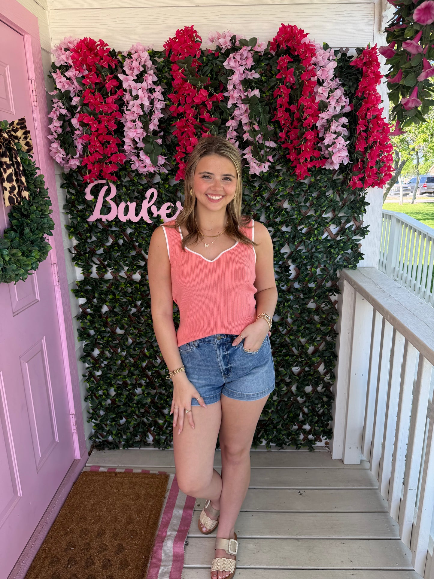 Coral Heart Neck Top