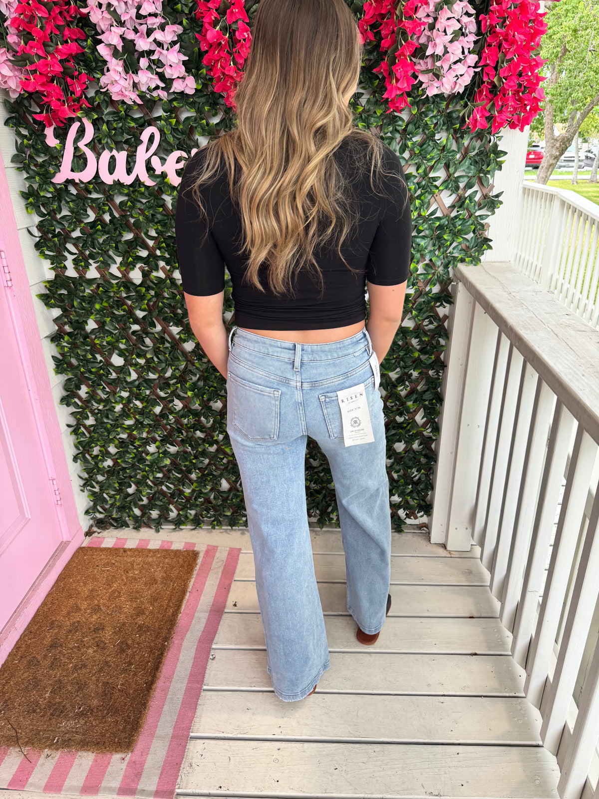 Risen Shimmer Wide Leg Denim
