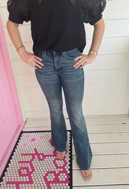 Darlia Mid Rise Flare Denim- Judy Blue