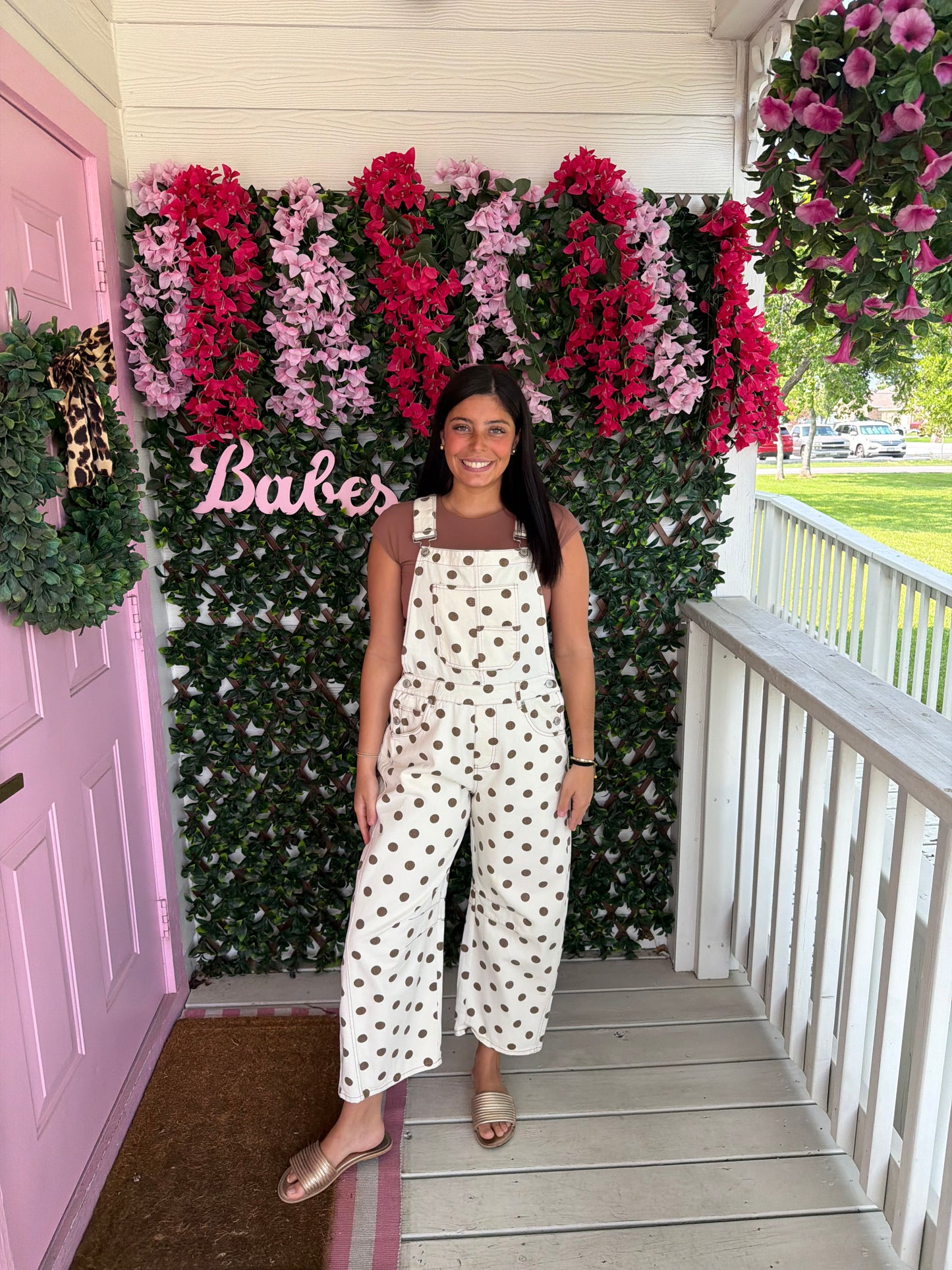 Oatmeal Polka Dot Overalls