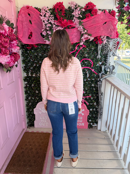 Baby Pink Striped Cardigan