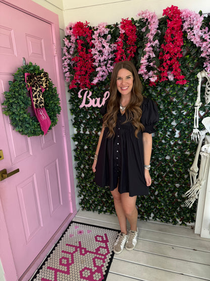 Button Smocked Mini Dress