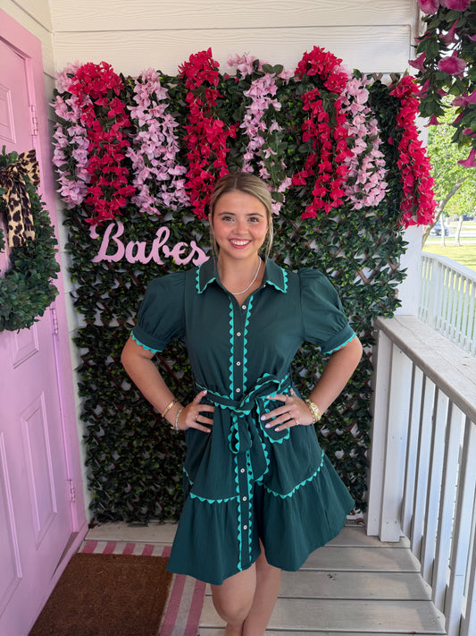 Bright Emerald Scallop Dress