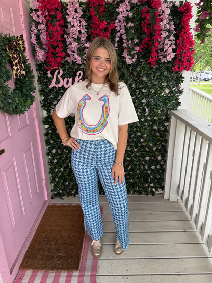 Houndstooth Denim Pants