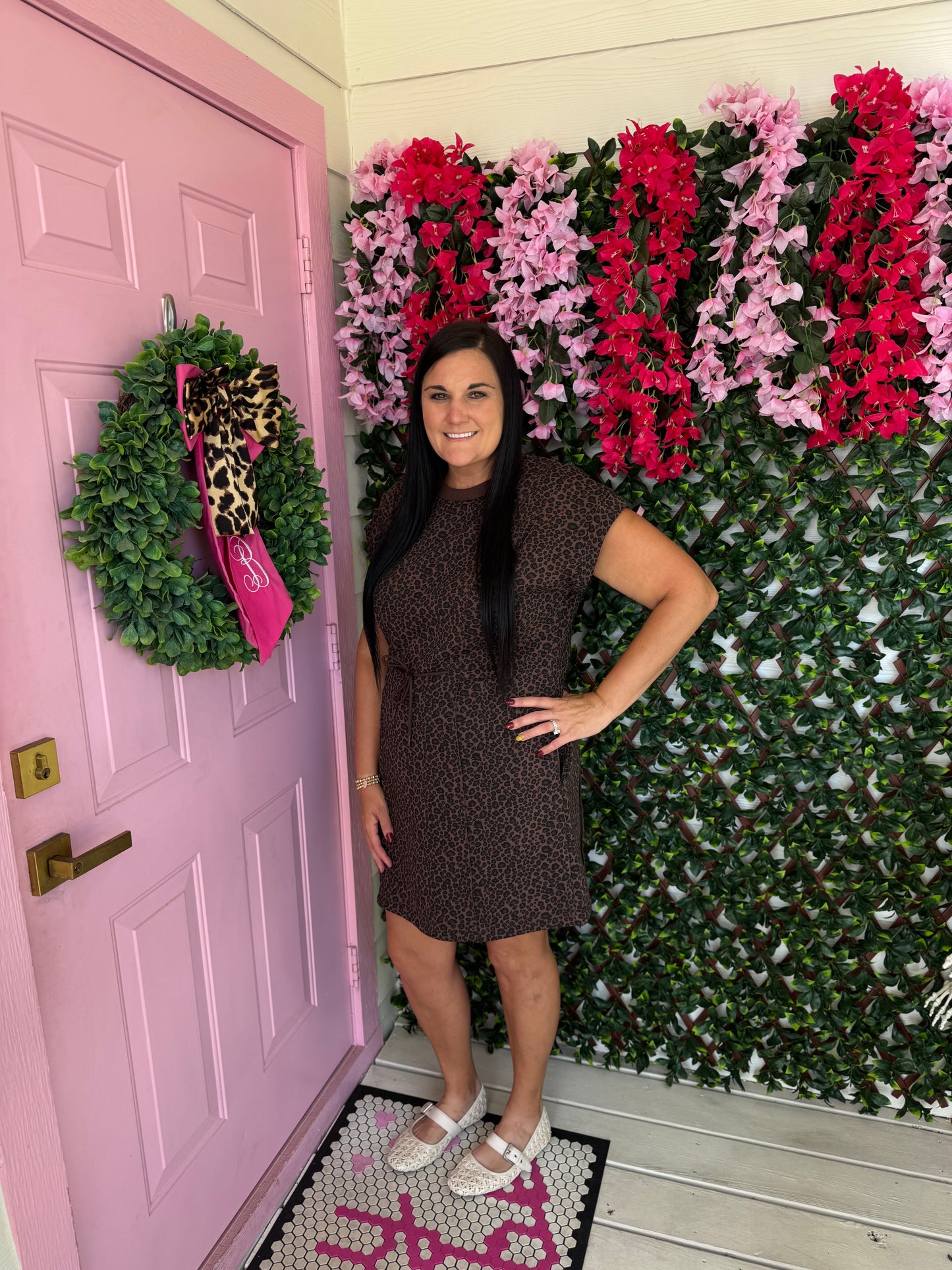 Fleece Line Leopard Dress