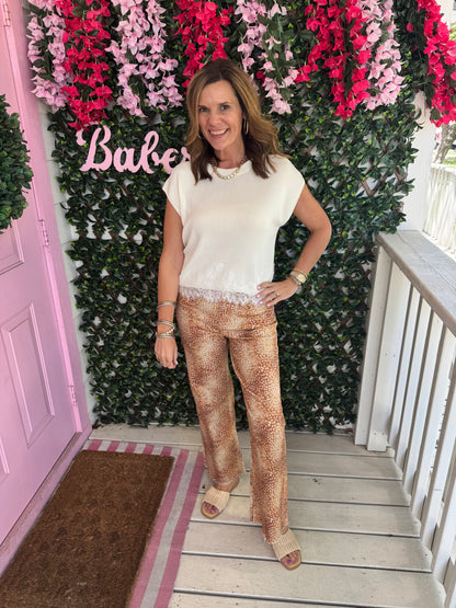 Fawn Print Denim Pants